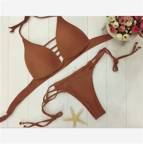 Sexy Fourth Color Chest Hollow V Neck Two Piece Bikini Blue On Luulla