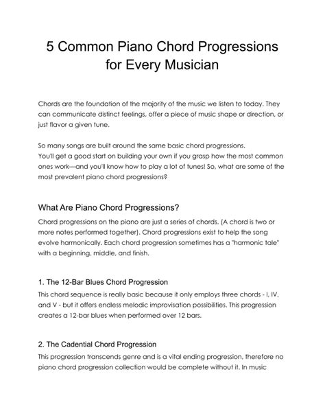 PPT - 5 Common Piano Chord Progressions for Every Musician PowerPoint Presentation - ID:11989194