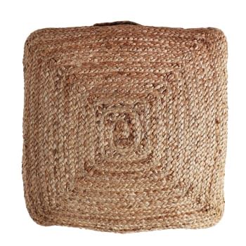 Pouf rond en jute et coton marron et écru tressés MATTIS Maisons du Monde