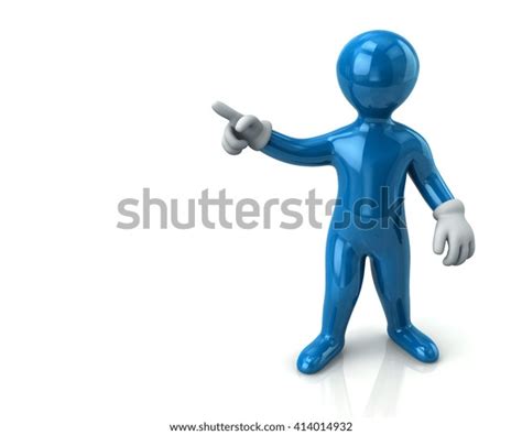 Blue Cartoon Man Pointing His Index Stock Illustration 414014932