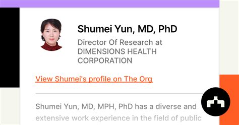 Shumei Yun Md Phd Director Of Research At Dimensions Health