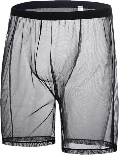 Zonbailon Mens Sexy Mesh Sheer See Through Shorts Boxer Underwear Loose