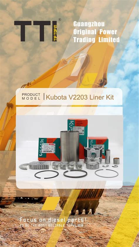 Kubota V2203 Rebuild Kit Liner Overhaul Full Gasket Kit Piston Ring