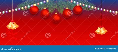 Merry Christmas Decorative Banner With Xmas Elements And Light Stock Vector Illustration Of