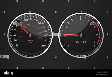 Speedometer And Tachometer Black Car Dashboard Elements D Rendering