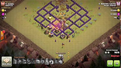 Clash Of Clans Th8 Vs Th8 Golem Wizard And Pekka Gowipe Clan War 3 Star