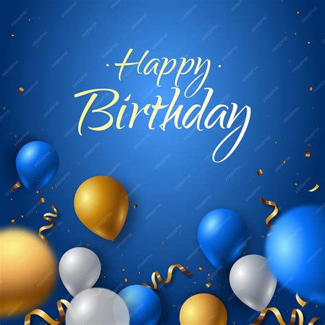 Premium Vector | Happy Birthday blue background with balloons and sign