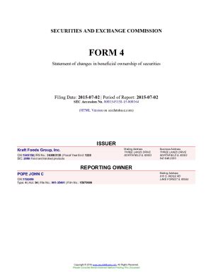 Fillable Online Sec Form Statement Of Changes In Beneficial Fax