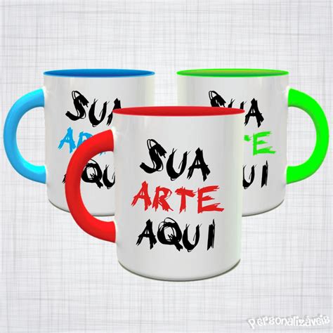 CANECA PORCELANA ALÇA E INTERIOR COLORIDOS PERSONALIZ 325ML