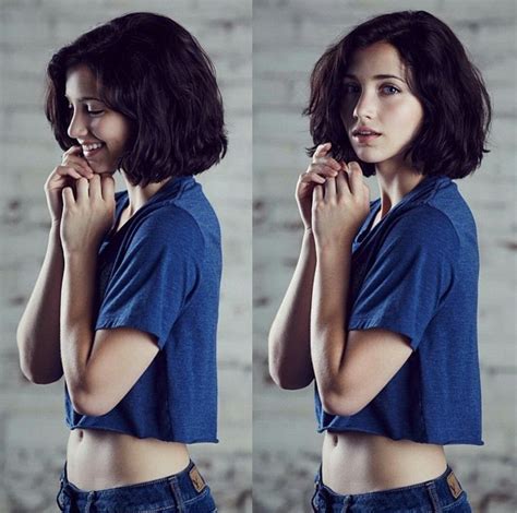 Emily Rudd Women Model Brunette Blue Eyes Skinny Crop Top Short Hair Jeans Looking At Viewer