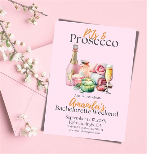 Pjs Prosecco Bachelorette Weekend Itinerary Template Printable