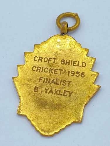 Vintage Art Deco Enamel Gilt Croft Shield Cricket 1956 Medal