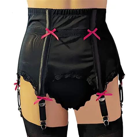 6 Strap High Waist Boned Power Mesh Suspender Belt