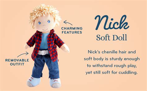 Haba Nick Soft Boy Doll With Blonde Hair Blue Eyes And Embroidered Face For Ages Months