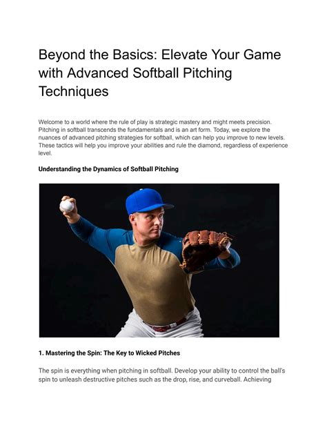 Beyond the Basics: Elevate Your Game with Advanced Softball Pitching ...