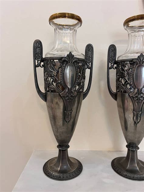 Proantic Paire De Vases Art D Co En Tain Avec Son Cristal