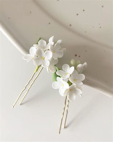 Lilac Hair Pins Bridal Hair Pins Wedding Head Peaces White Flower Hair