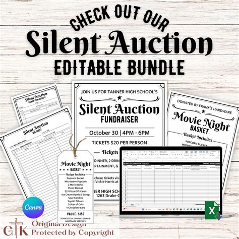 Silent Auction Item Sign Template Auction Item Template Silent Auction ...