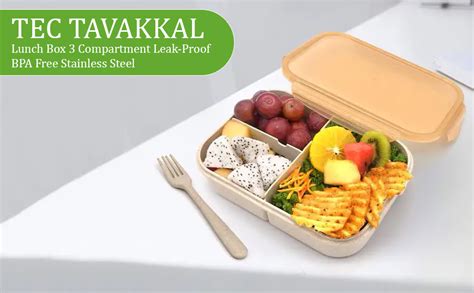 TEC TAVAKKAL Lunch Box 3 Compartment Leak Proof BPA Free Stainless