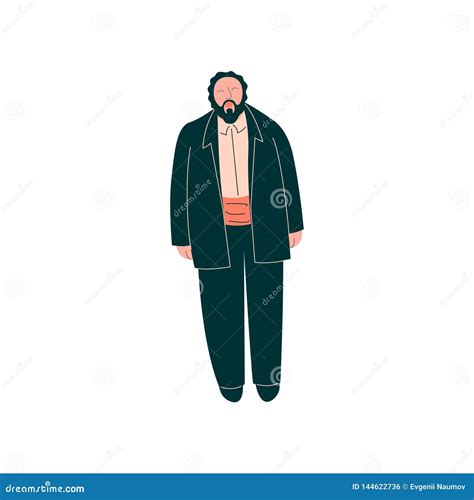 Male Opera Singer Performing On Stage Man Giving Representation In Tuxedo Vector Illustration