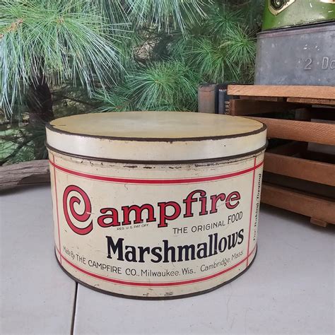 Antique Campfire Marshmallows Tin Made By The Campfire Co Milwaukee