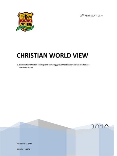Christian World View: 20 FEBRUARY, 2010 | PDF | God | Philosophy