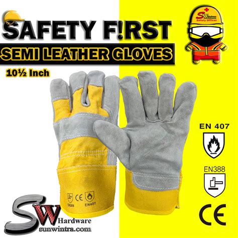 Sw Hardware Heavy Duty Semi Leather Protective Safety Hand Glove Semi