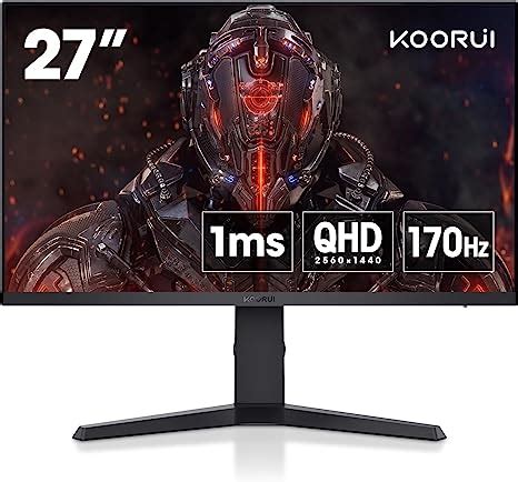 KOORUI Monitor Gaming 2K Monitors 27 Pollici QHD 2560 1440 IPS 1ms