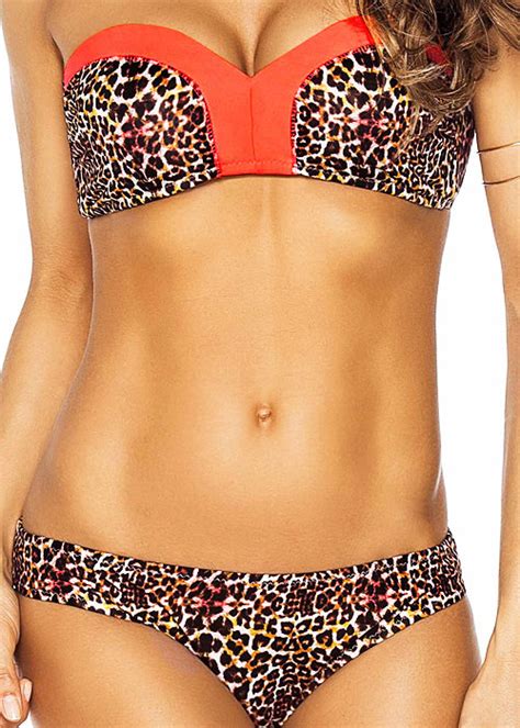 Phax Kooning Leopard Print Bandeau Bikini