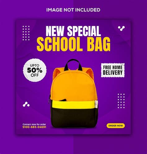 M Dia Social De Venda De Produto De Bolsa Escolar Especial E Modelo De