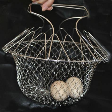 Metal 201 304 Stainless Steel Fry Basket / Chip Pan Basket 220mm Diameter