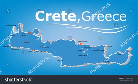 Island Crete Map Greece Stock Illustration 108397094 - Shutterstock