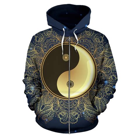 Yin Yang Mandala Zip Up Hoodie Jorjune