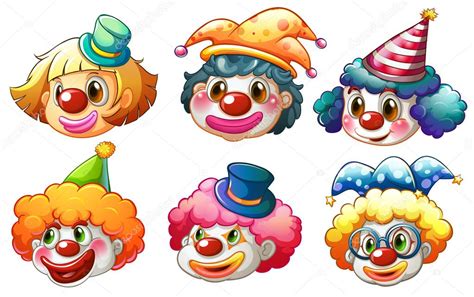 Diferentes Caras De Un Payaso Vector De Stock 39487607 De ©interactimages