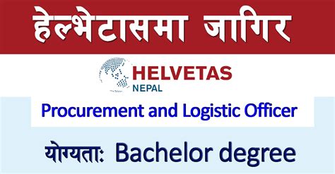 Procurement And Logistic Officer Job In Nepal Helvetas Nepal