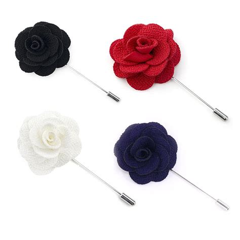 Buy Verceys 4 Pcs Mens Suit Lapel Flower Pin Brooch Pin Black White