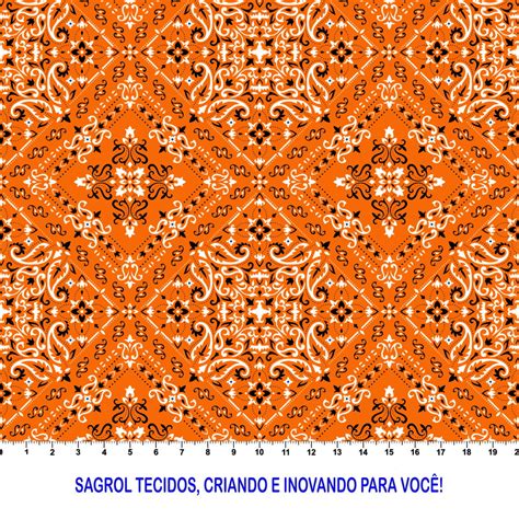 Tricoline Estampa Digital Bandana Laranja Algod O Lg