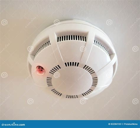 The Fire Alarm Sensor Installed On The Ceiling Stock Image Image Of