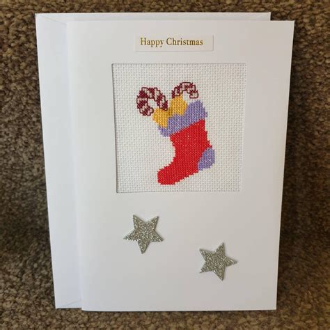 Completed Cross Stitch Christmas Card Etsy