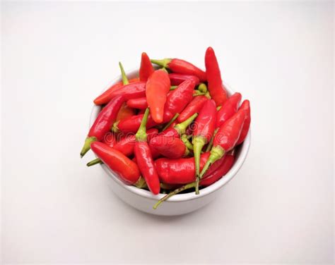 Chili Peppers or Cayenne Pepper or Cabe Rawit Isolated on White Background. Stock Image - Image ...