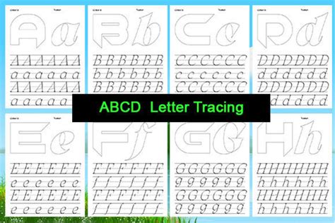 ABCD Letter Tracing Coloring Pages | Education Illustrations ~ Creative ...