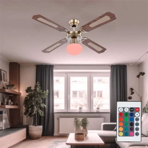 VENTILATEUR DE PLAFOND Luminaires Ventilatorlampe RGB LED Télécommande