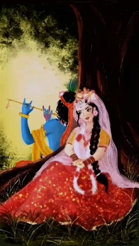 Radha Krishna Love Forever F Hand Painted Painting On Canvas No Frame - SoulSpaze