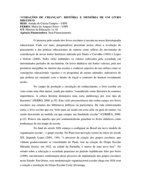 PDF Corações de Crianças História e Memória de Um Livro de Leitura