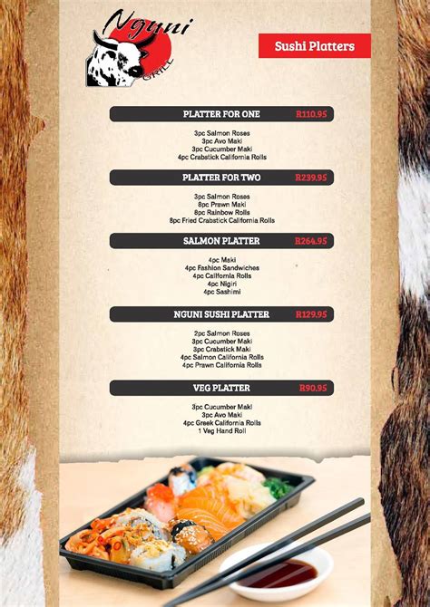 Menu At Nguni Grill Pub And Bar Polokwane