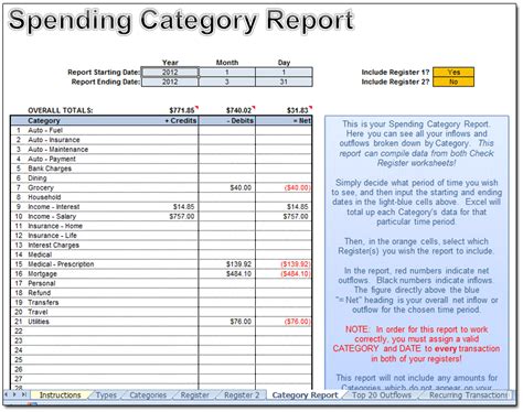 Excel Checkbook Register Budget Worksheet | DocTemplates