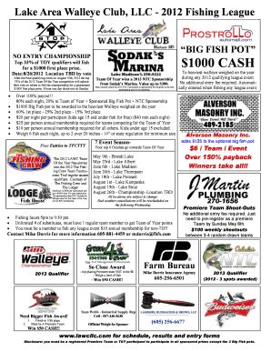 Lake Area Walleye Club Fill Online Printable Fillable Blank