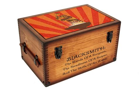 Custom Vintage Blacksmith Keepsake Box Relic Wood