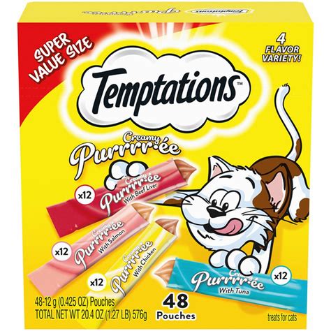 TEMPTATIONS Creamy Puree With Beef Liver Salmon Chicken Tuna Lickable