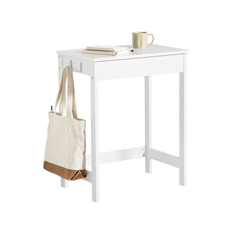 SoBuy White Small Desk with Drawer and Hooks, Study Desk, Small PC Desk ...